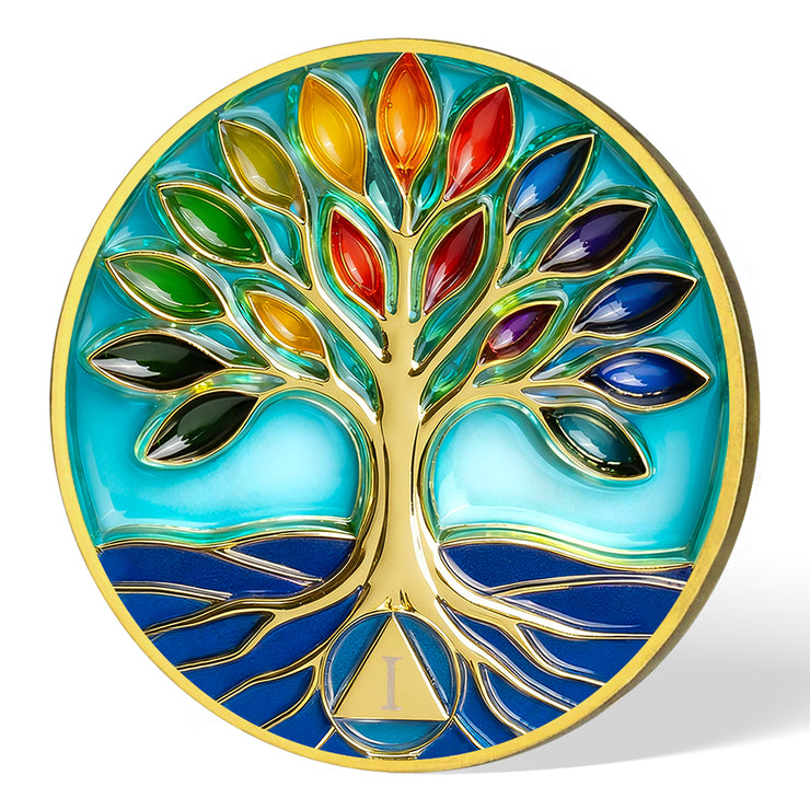 Personalized Glass The Tree of Life Sobriety Coin