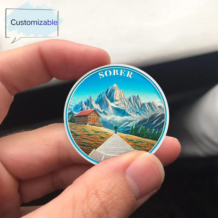 Personalized Mountain Cabin Sobriety Coin