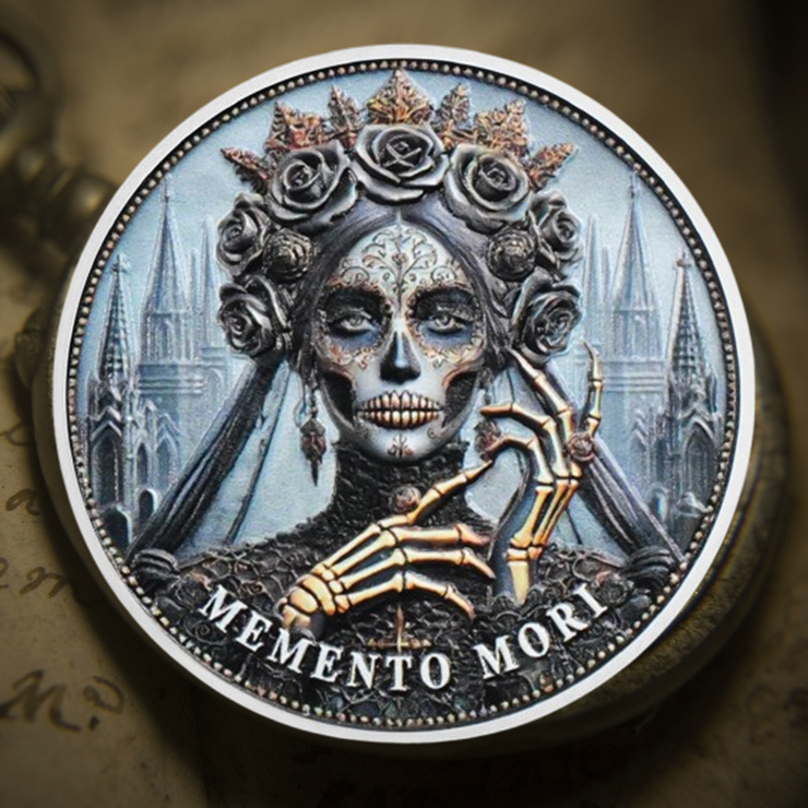 Skull Butterfly Stoic Gothic Queen Memento Mori Coin