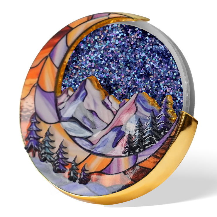 ✨✨Personalized Glittering Mesmerizing Mountain & Moon Flow Sand Sobriety Coin