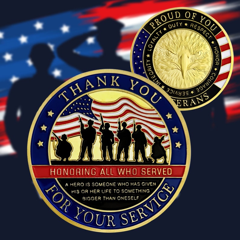 US Army Core Values Challenge Coin - Military Gift For Veterans, Active Duty, Collectors - Loyalty Duty Respect Honor