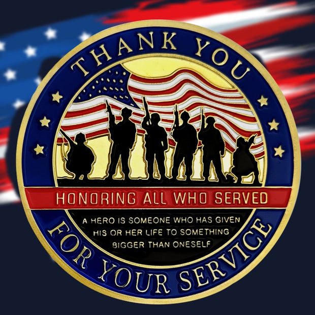 US Military Veterans Thank You for Your Service Army Appreciation Challenge Coin