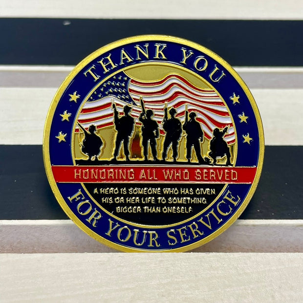 US Military Veterans Thank You for Your Service Army Appreciation Challenge Coin