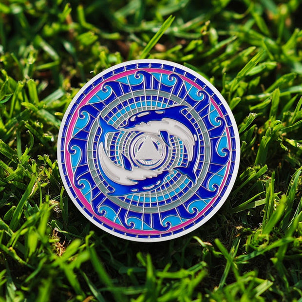 Personalized  Silver Dolphin Lotus Sobriety Coins