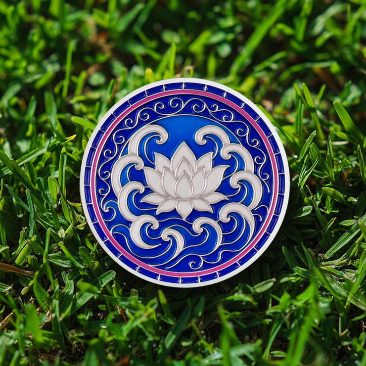 Personalized  Silver Dolphin Lotus Sobriety Coins