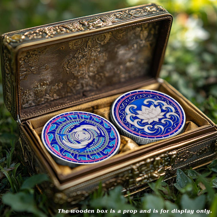 Personalized  Silver Dolphin Lotus Sobriety Coins