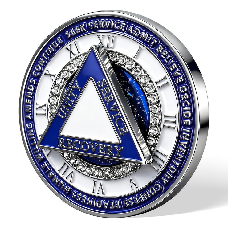 Personalized Rotating Triangle 12 Steps Sobriety Milestone Coin