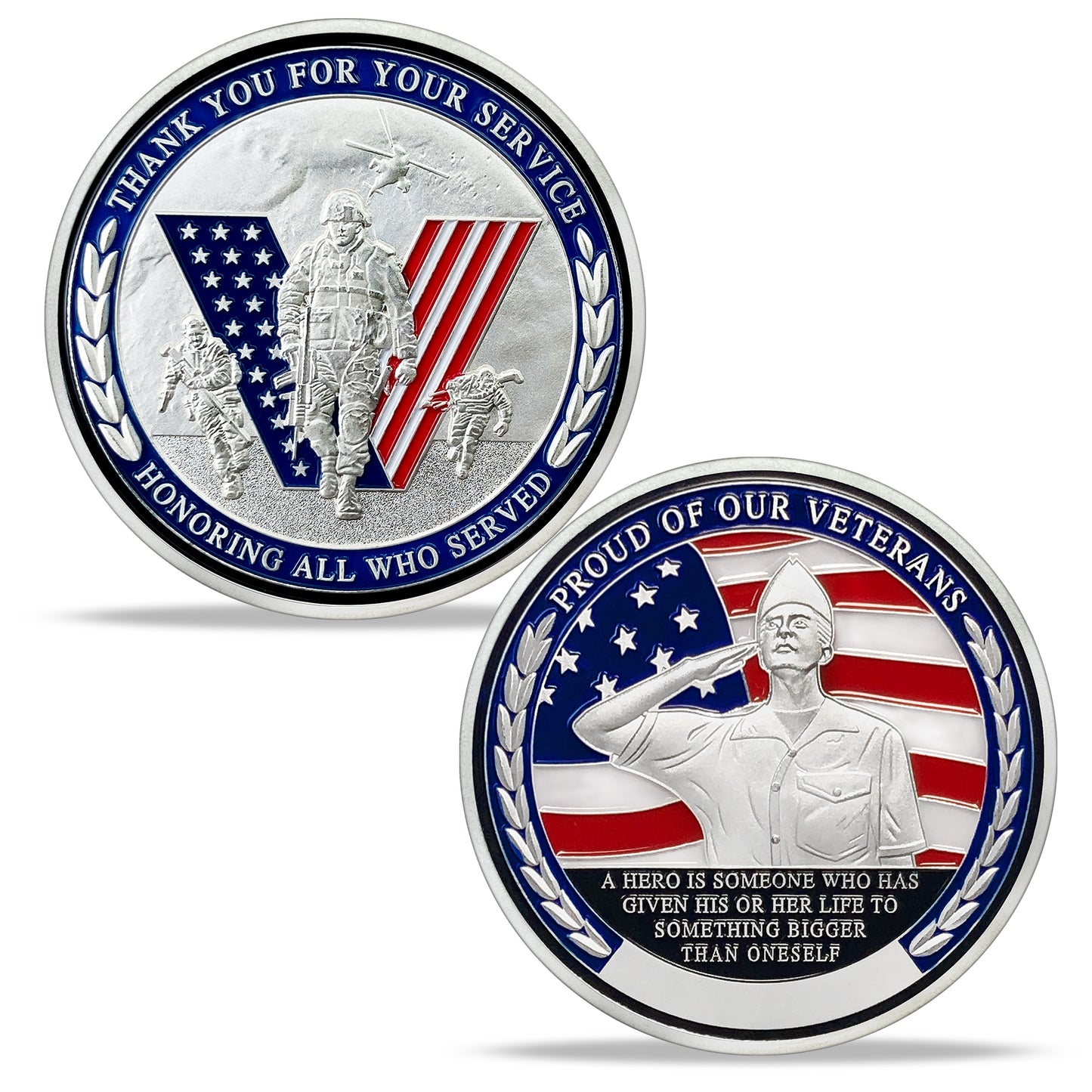 Salute to Veterans Challenge Coin Sliver Military Coin