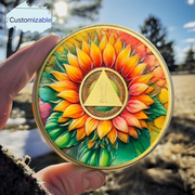 Personalized Sunflower Serenity Prayer Sobriety Coin Challenge Coin