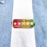 5 States Emoji Social Battery Slipping Lapel Pin