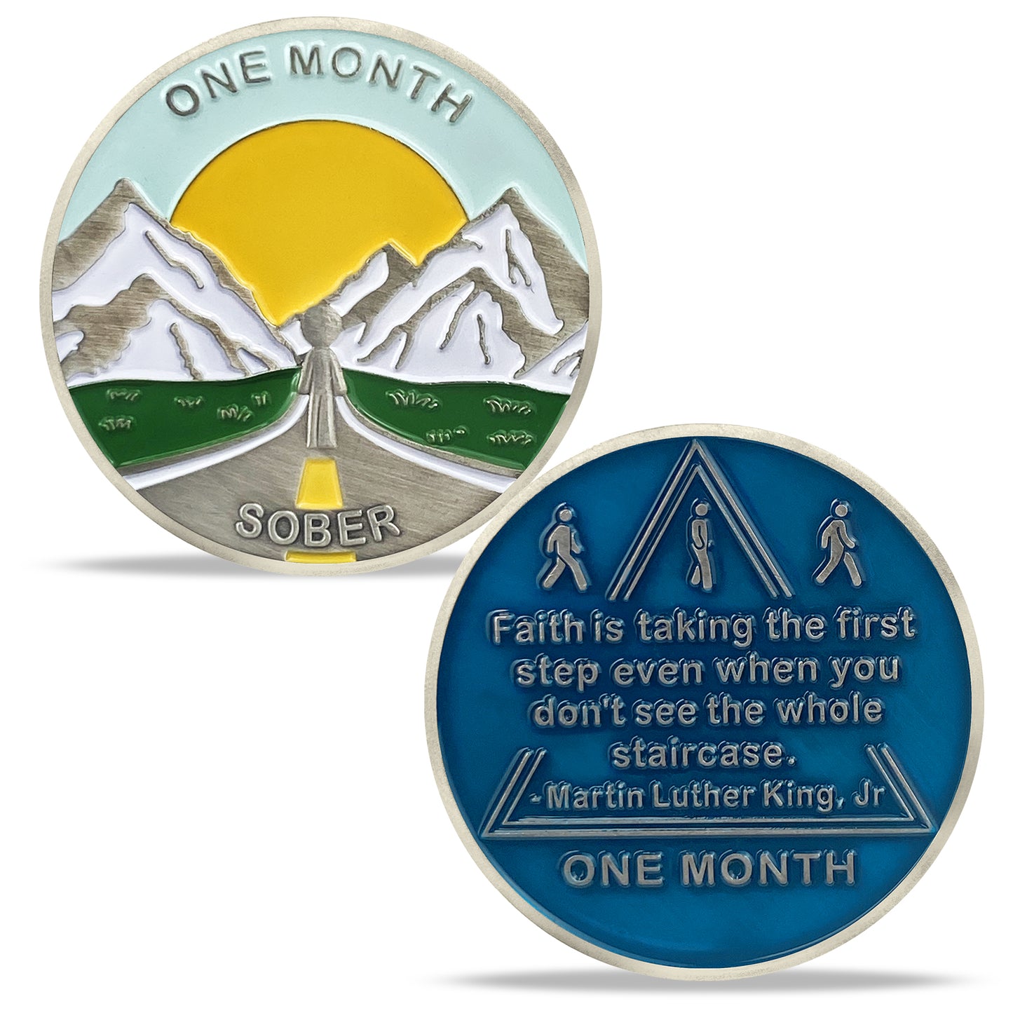1 Month 1 Year Mountains and Highways Commemorative Gift Sobriety Coin