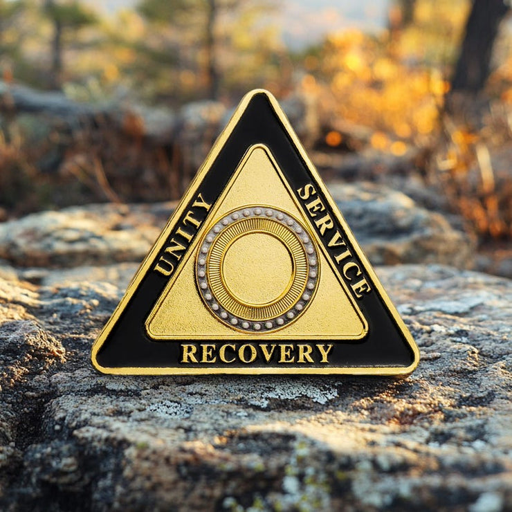 Personalized Triangle Glimmer Amber Dream Sobriety Coin