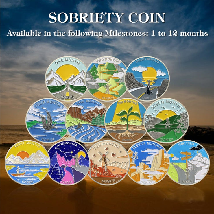 1 Month 1 Year Mountains and Highways Commemorative Gift Sobriety Coin