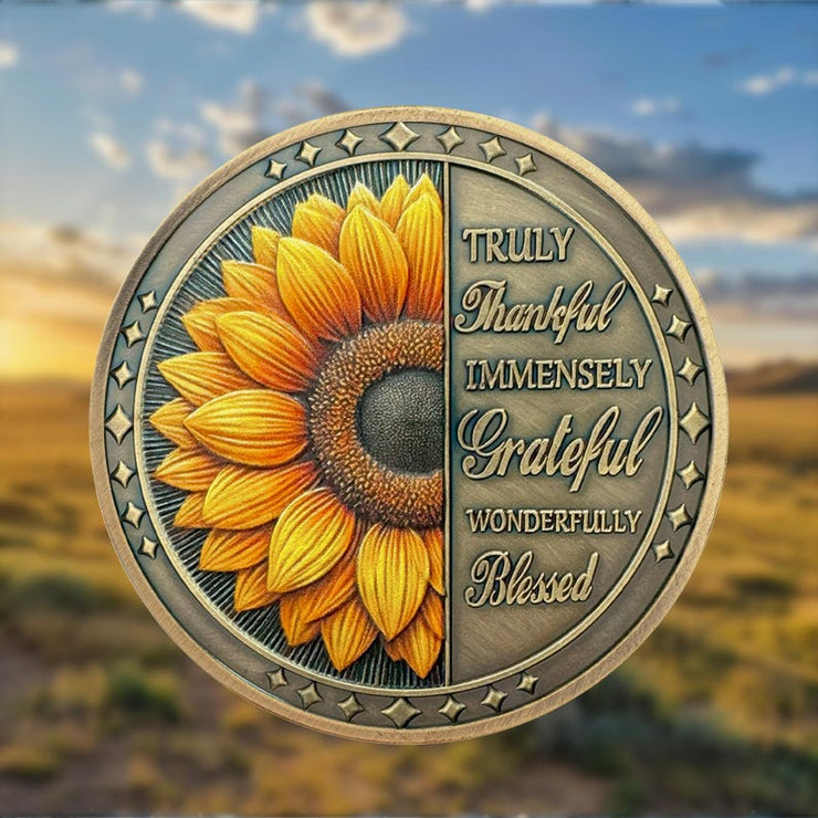 Celebrate Living Clean Narcotics Alcoholics Anonymous  Sunflower Blessing Sobriety Coin
