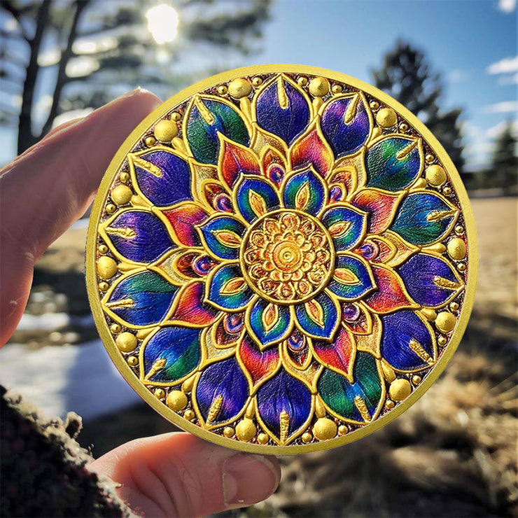 Mandala Flower Recovery Sobriety Coin