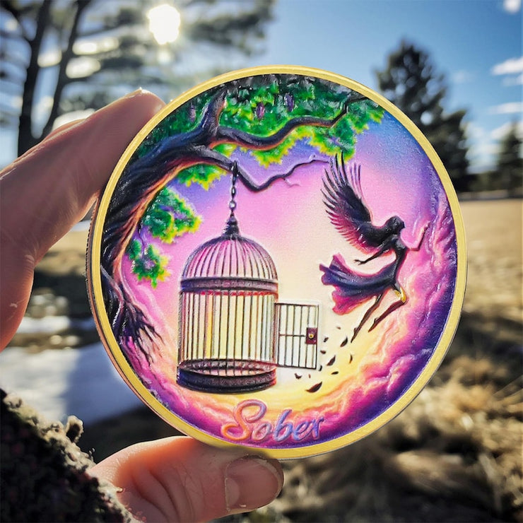 Break Free Rising from The Ashes Phoenix Original Sobriety Coin