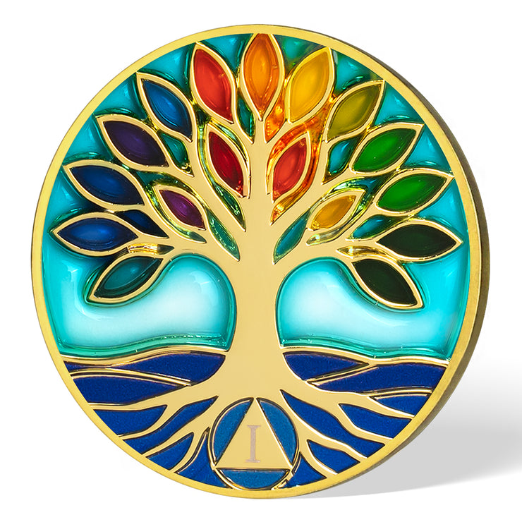 Personalized Glass The Tree of Life Sobriety Coin