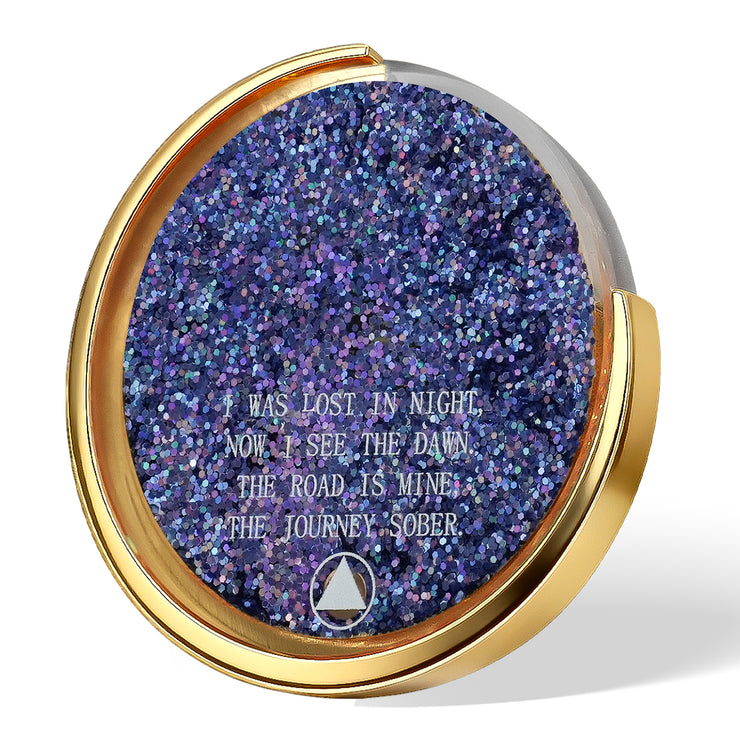 ✨✨Personalized Glittering Mesmerizing Mountain & Moon Flow Sand Sobriety Coin