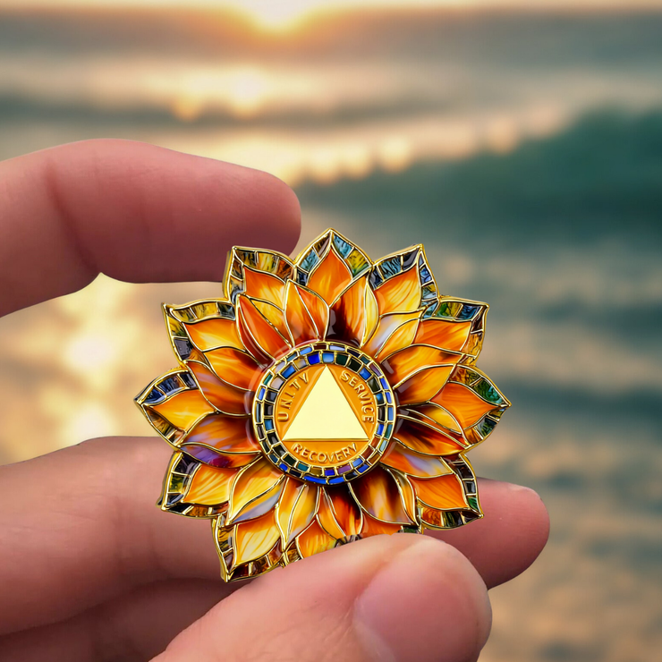 Personalized Sunflower Sobriety Coin