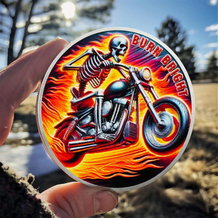 Rising from The Ashes Riding Freedom Skull Sobriety Coin