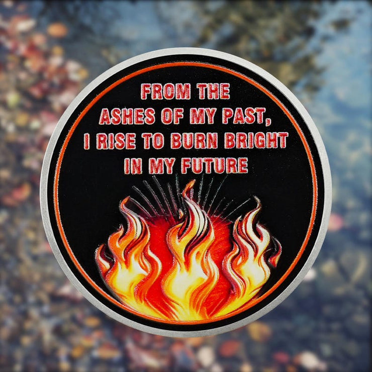 Rising from The Ashes Riding Freedom Skull Sobriety Coin