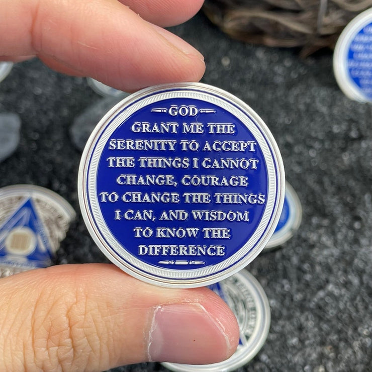 Blue Triangle 1 to 6 Year Recovery Sobriety Coin AA Chip