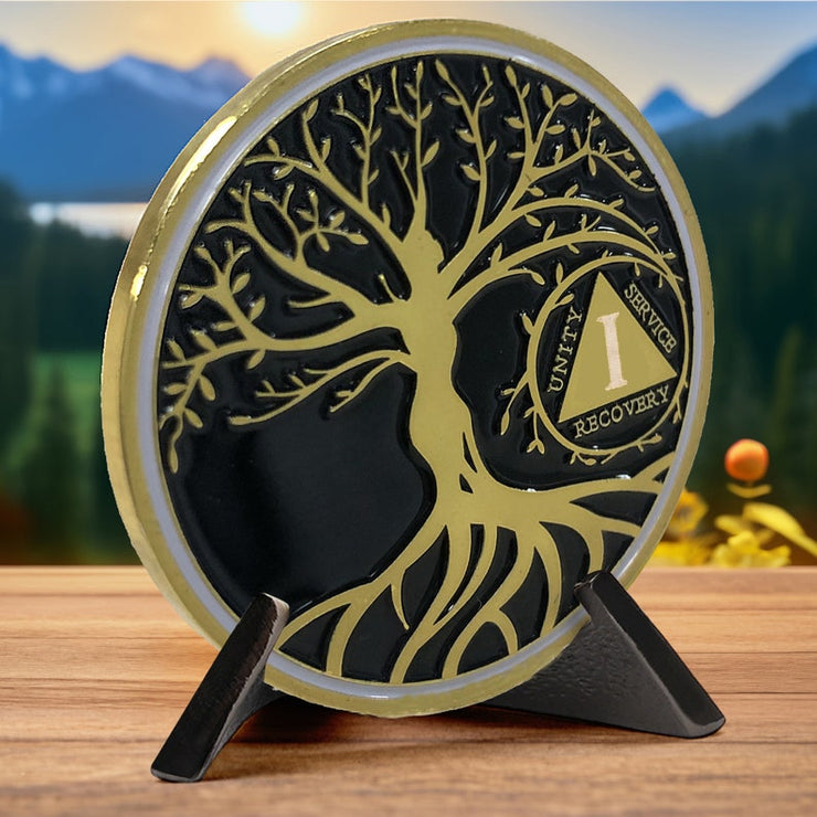 Personalized Gold Tree of Life Sobriety Coin