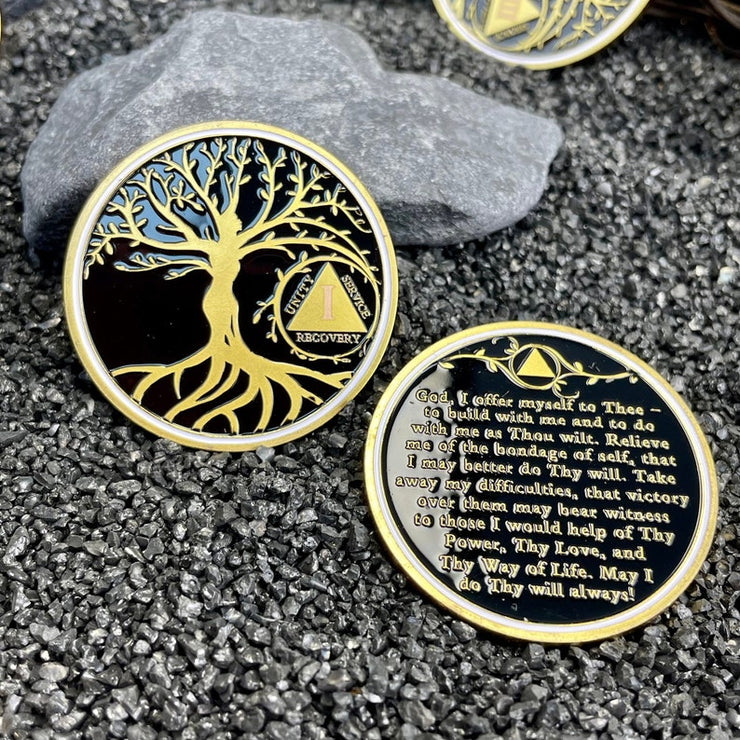 Personalized Gold Tree of Life Sobriety Coin