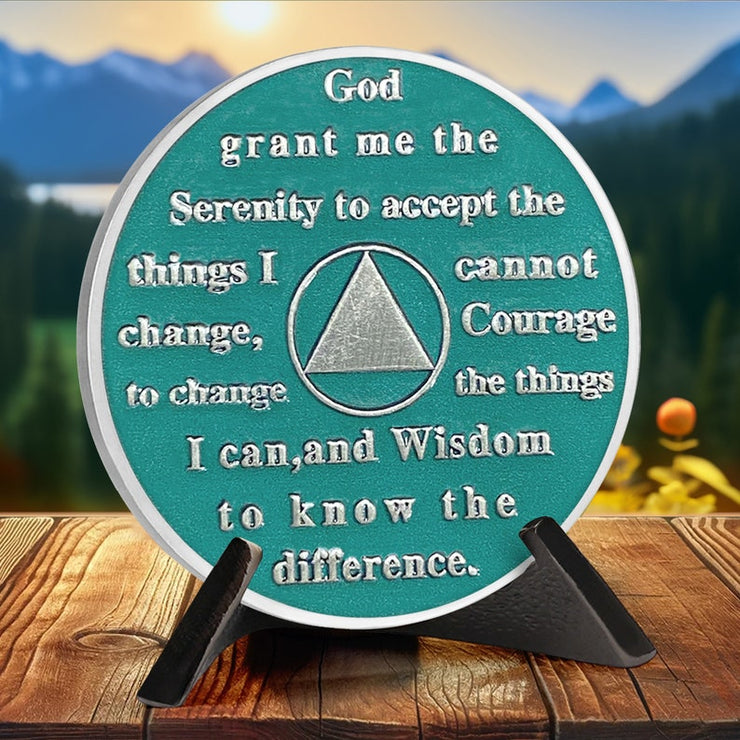 Recovery Sun Green Forest 1-25 Year Sobriety Coin