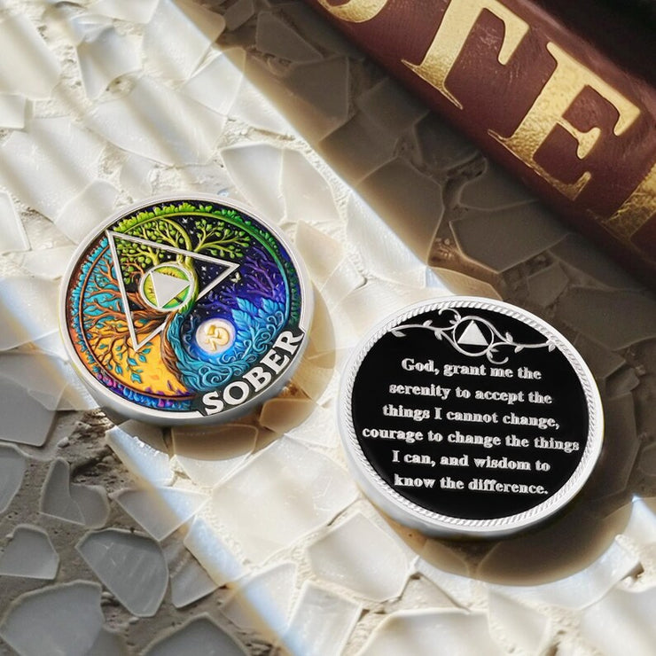 Personalized Day-night Cycle Customizable Strength and Growth Sobriety Coin