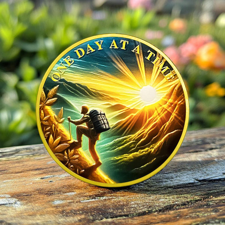 Original Hiking  One Day at A Time Sobriety Coin
