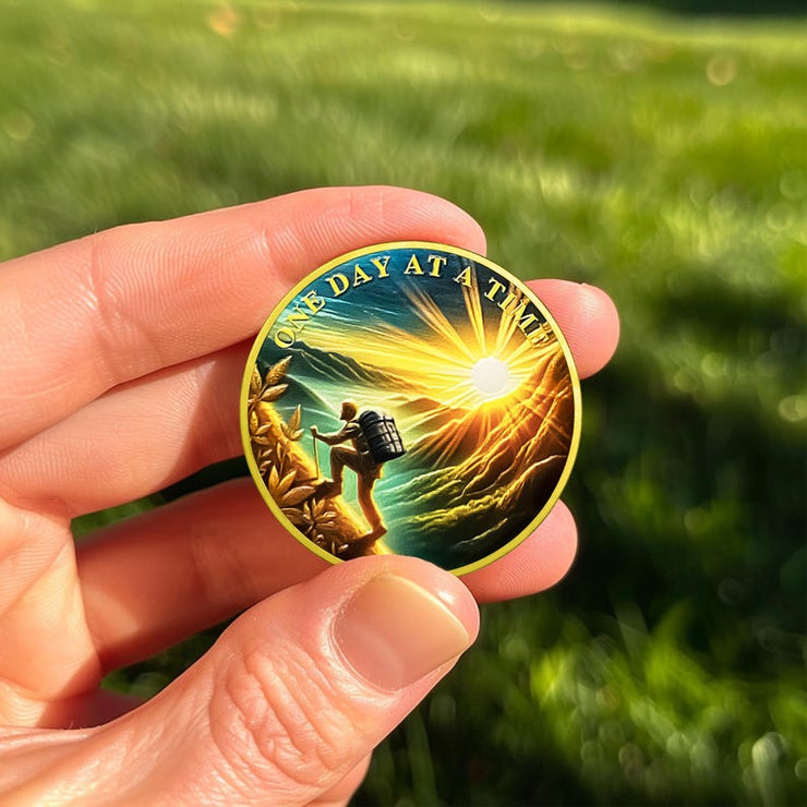 Original Hiking  One Day at A Time Sobriety Coin