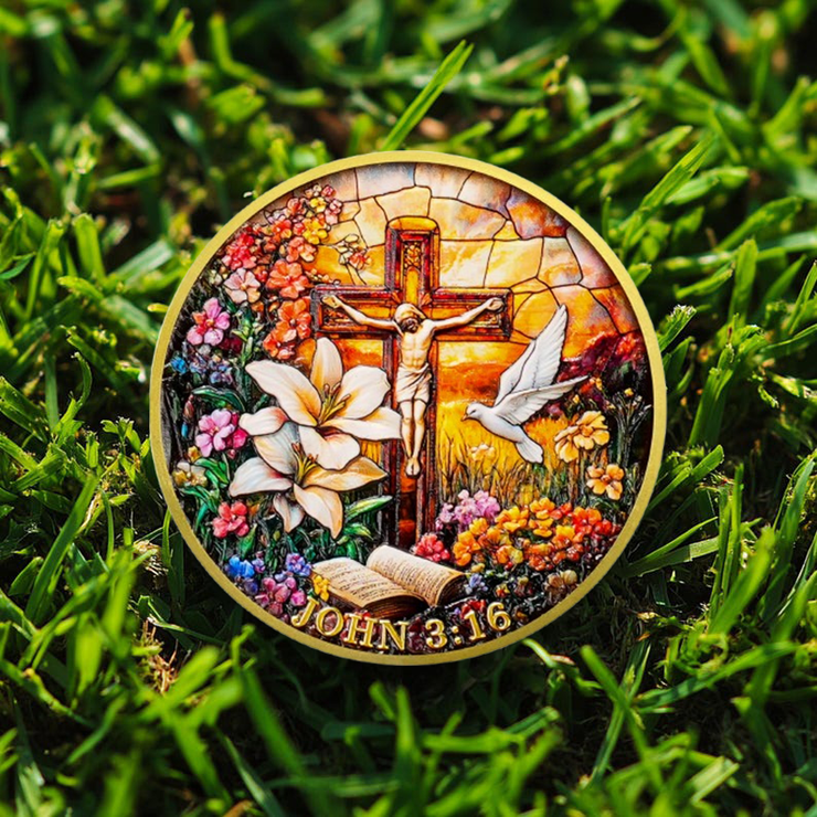 Jesus Crucifixion Garden Christian Challenge Coin