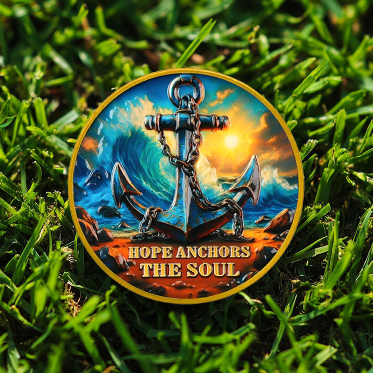 Hope Anchor Hebrews 6:19 Jesus Religious Christian Challenge Coin