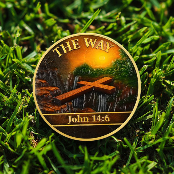 Christian Challenge Coin The Way Coin with John 14:6 Bible Verse