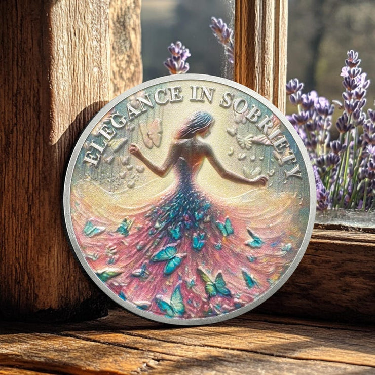 Personalized Celebrate Narcotics Alcoholics Sister Power Addiction Artsy Grace Women Sobriety Coin