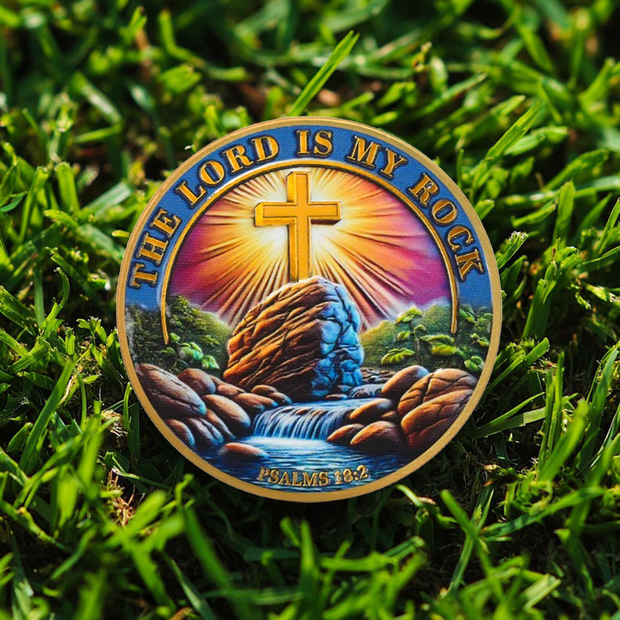 The Lord is My Rock Christian Challenge Coin