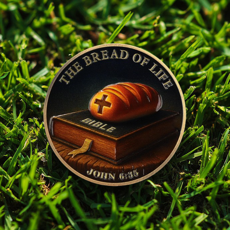 Bible Bread Religious Coin Inspirational Bible Verse Medallion