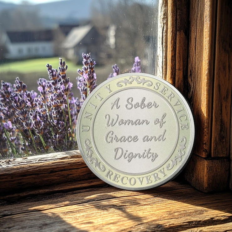 Personalized Celebrate Narcotics Alcoholics Sister Power Addiction Artsy Grace Women Sobriety Coin