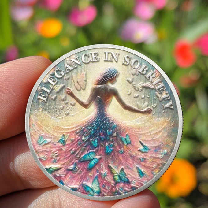 Personalized Celebrate Narcotics Alcoholics Sister Power Addiction Artsy Grace Women Sobriety Coin