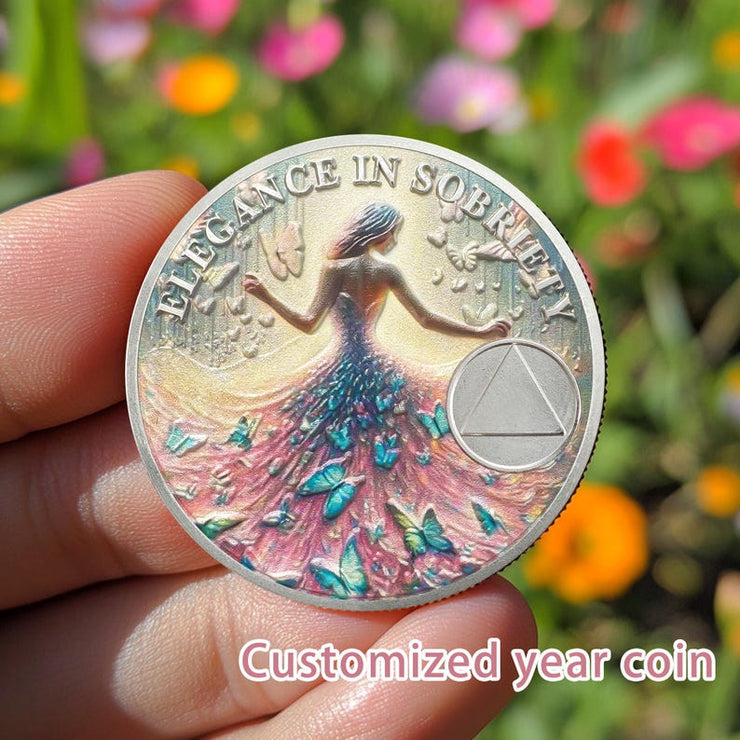 Personalized Celebrate Narcotics Alcoholics Sister Power Addiction Artsy Grace Women Sobriety Coin