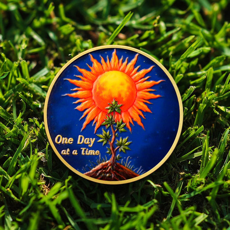 Personalized Sun Trees Milestone Sobriety Coin