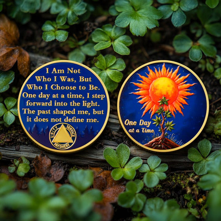 Personalized Sun Trees Milestone Sobriety Coin
