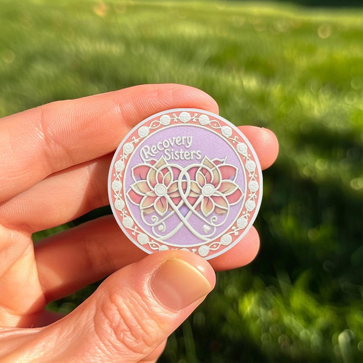 Never Alone Original Recovery Sisters Sobriety  Coin