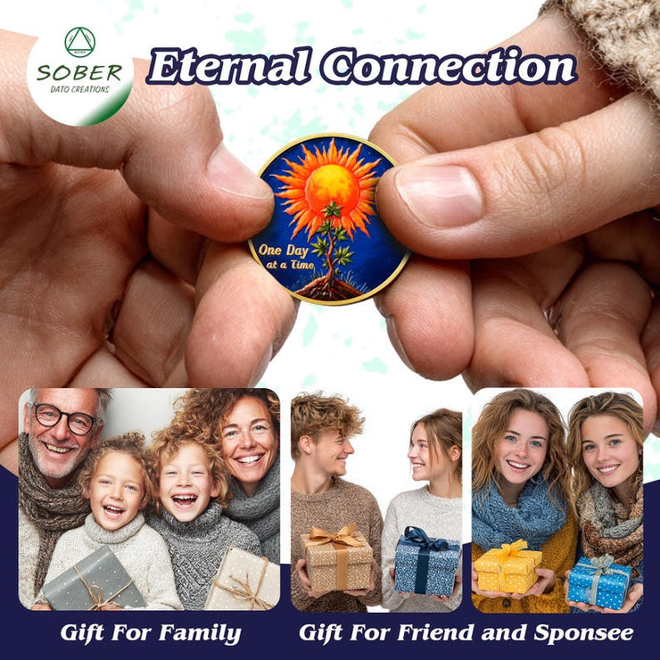 Personalized Sun Trees Milestone Sobriety Coin