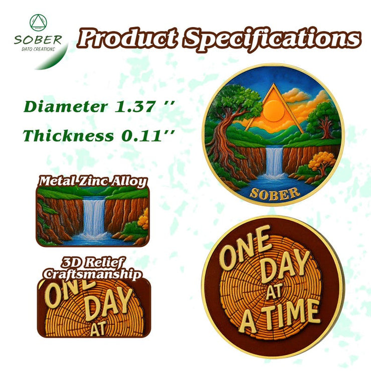 Forest Sun  Recovery Sobriety Coin