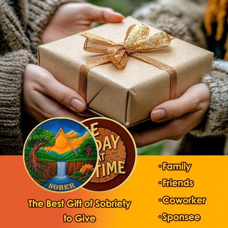 Forest Sun  Recovery Sobriety Coin