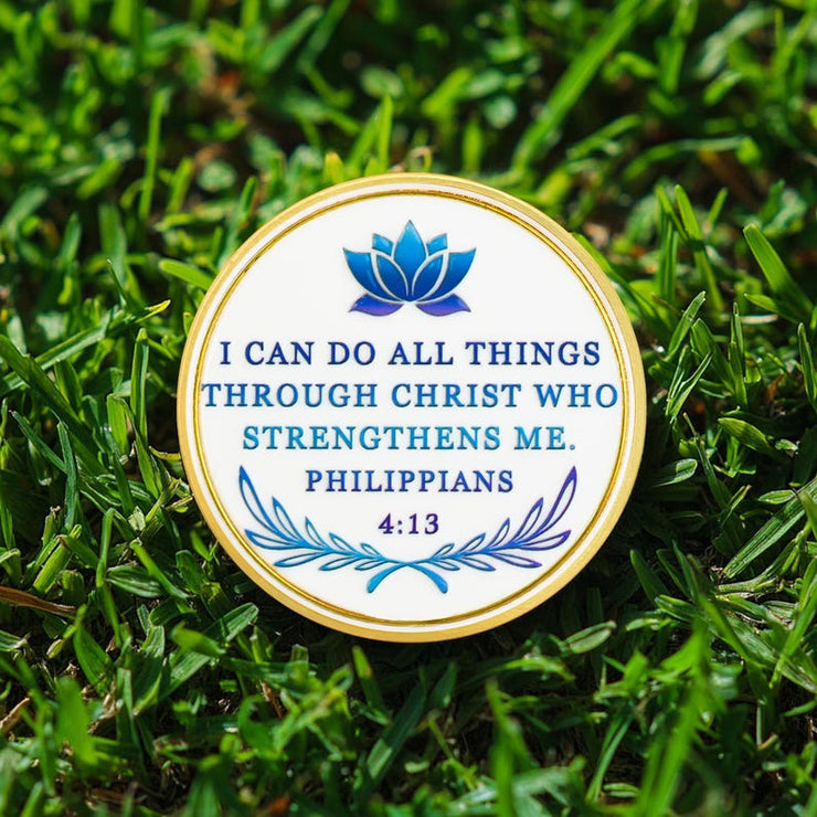 Personalized Recovery & Growth Blue Lotus Sobriety Coin