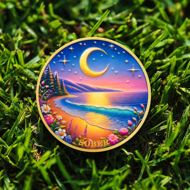 Tranquil Moon Beach Sobriety Coin