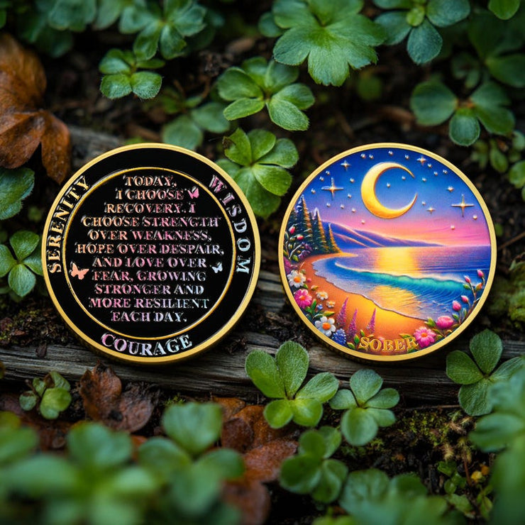 Tranquil Moon Beach Sobriety Coin